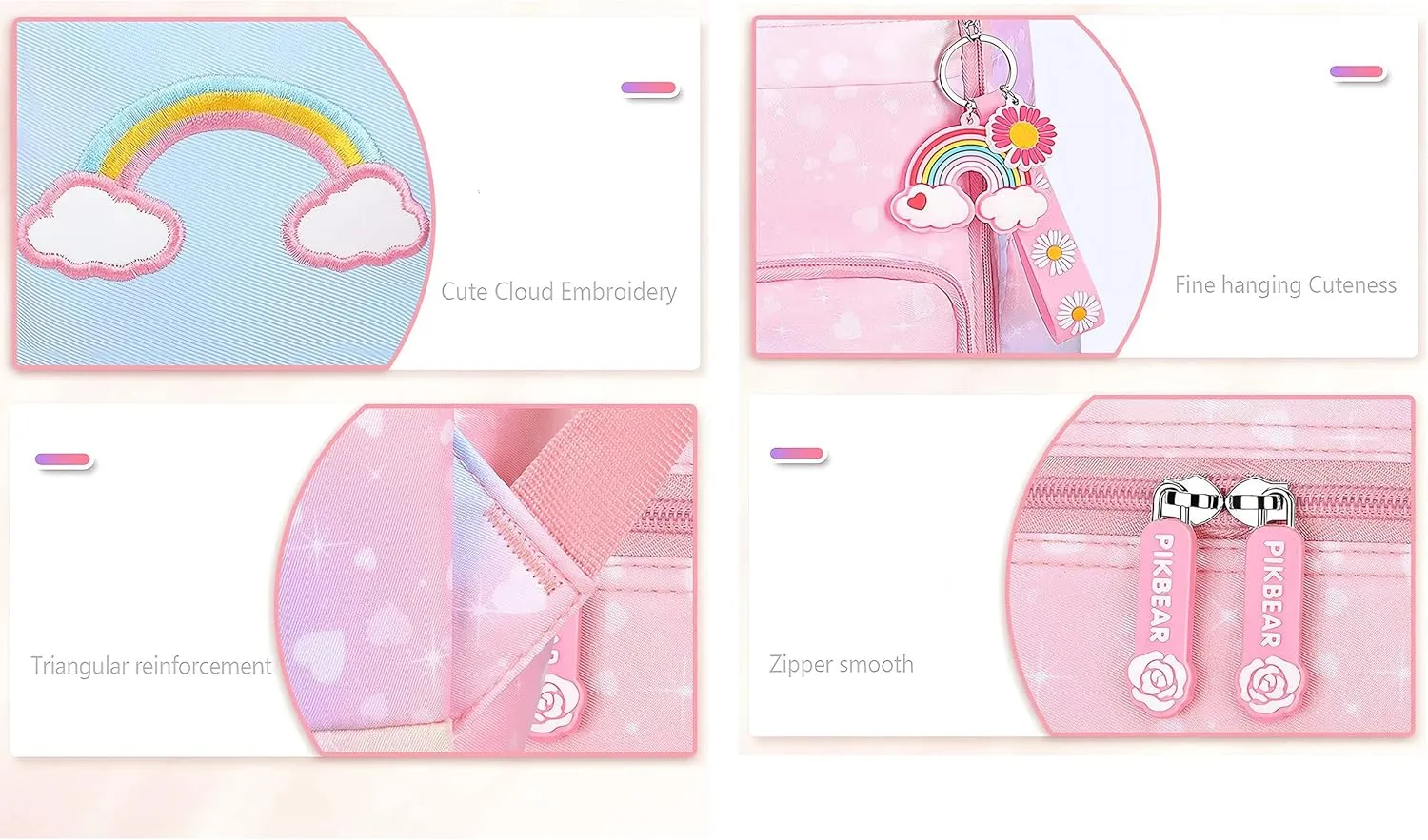 3Pcs Girl Backpack Set, Cute Kids Rainbow School Bag Backpack,School Bookbag For Girl With Shoulder Bag And Pencilcase