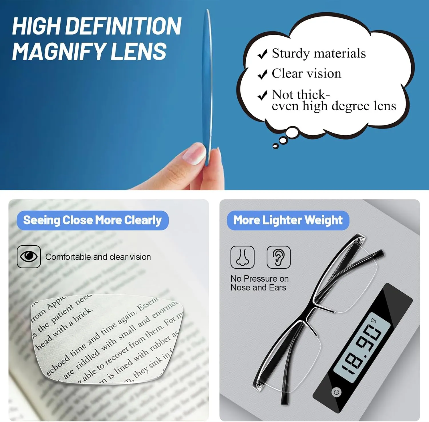 4 Packs Blue Light Glasses Magnification 1.0 Men Women Anti Glare Blocker Reading UV Filter Computer Readers 1.0 1.25 1.5 1.75 2.0 2.25 2.5 2.75 3.0 3.5 4.0