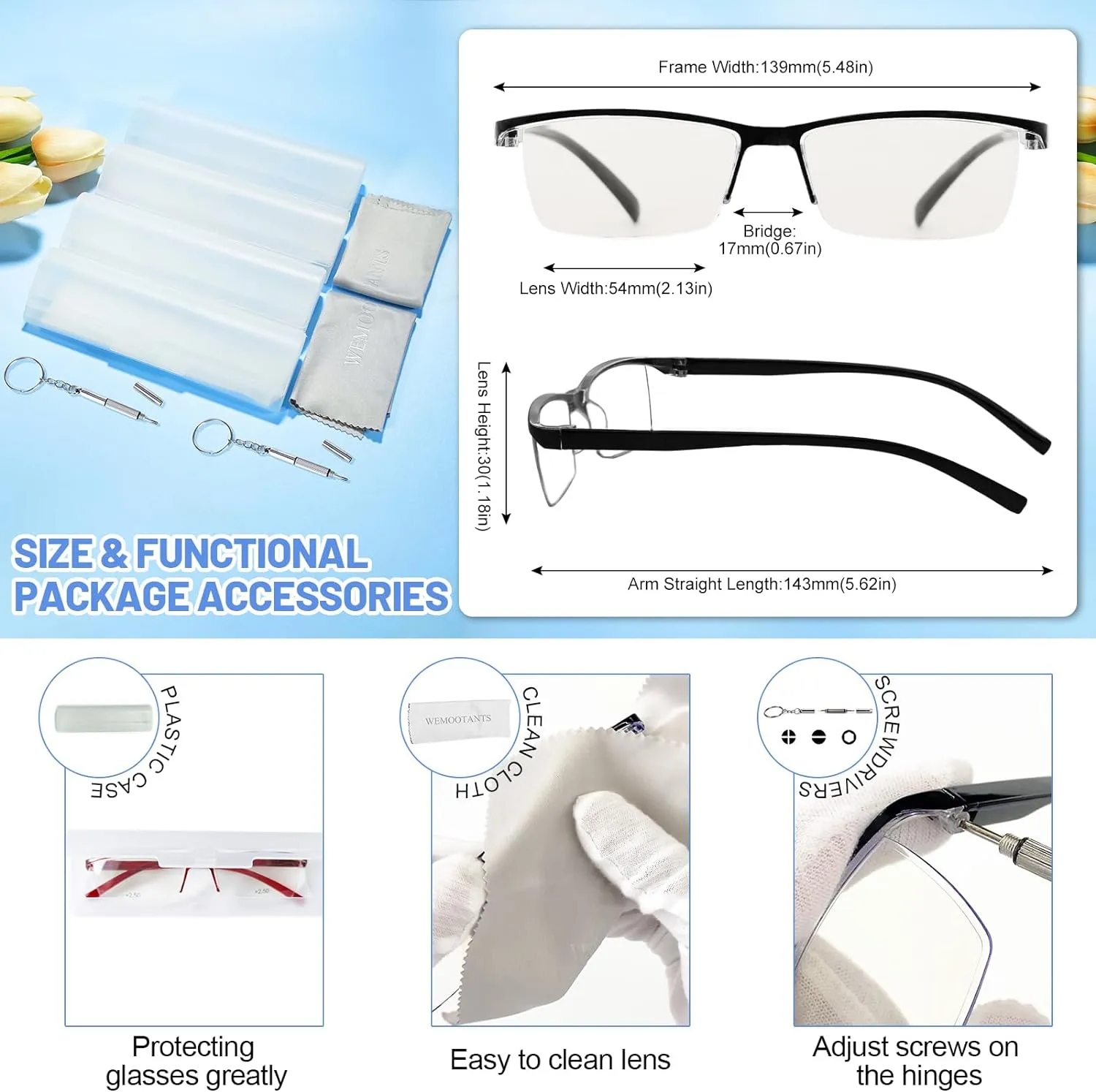 4 Packs Blue Light Glasses Magnification 1.0 Men Women Anti Glare Blocker Reading UV Filter Computer Readers 1.0 1.25 1.5 1.75 2.0 2.25 2.5 2.75 3.0 3.5 4.0