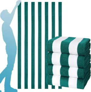 4 Packs Oversized Stripe Beach Towel Thin Terry Set for Women Men 72X40 Inch Big Extra Large Size Clearance Travel Camping Absorbent Towels Accessories Beach Essentials Blanket Adults Gift Green
