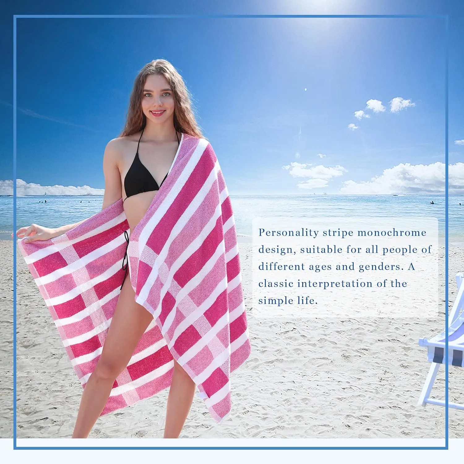 4 Packs Stripe Beach Towel Thin Terry Set for Women Men 60X30 Inch Extra Oversized Large Size Clearance Travel Camping Absorbent Towels Accessories Beach Essentials Blanket Adults Gift Pink White