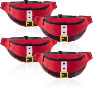 4 Pcs Christmas Fanny Pack Santa Claus Waist Pack for Men Women Waterproof Belt Bag Adjustable Waist Pack Funny Gifts for Christmas New Year