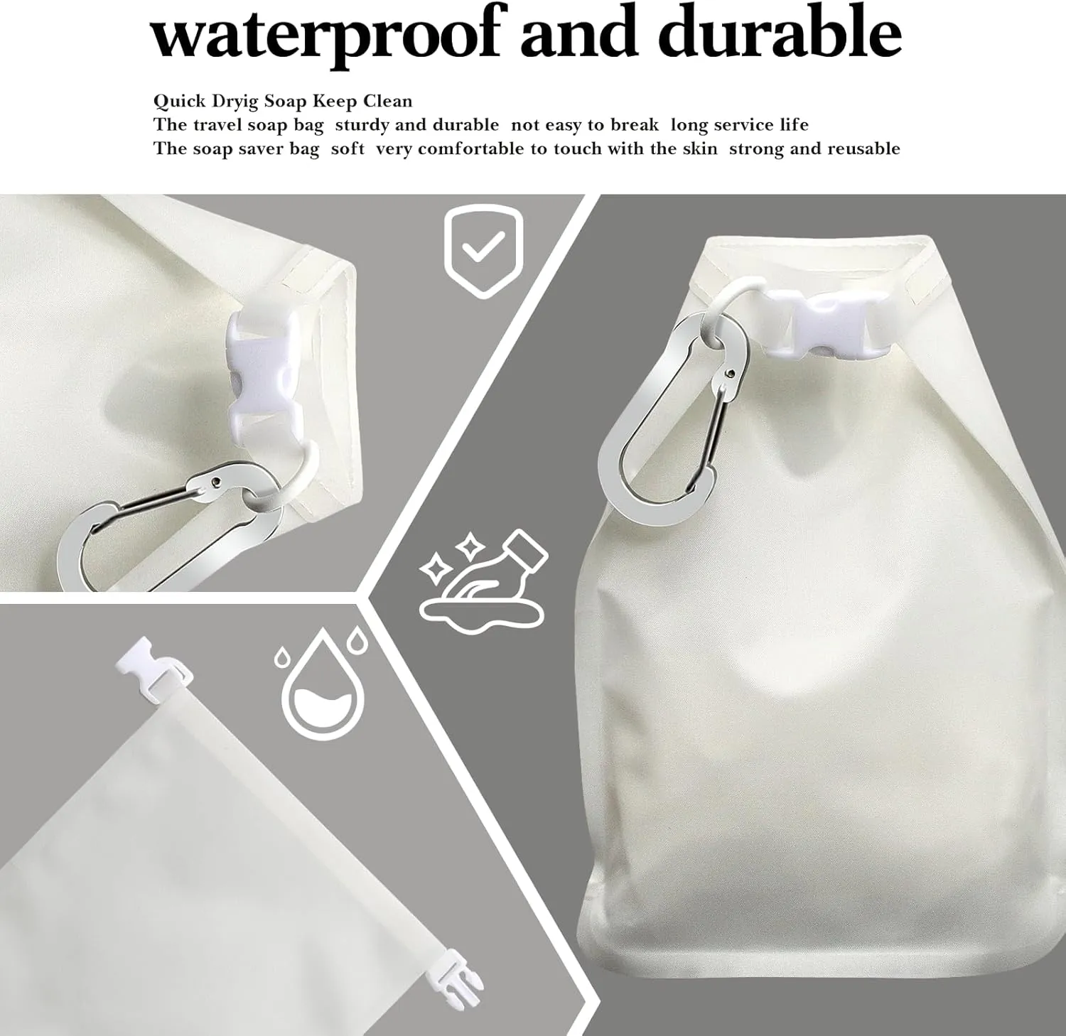 4 Pcs Travel Soap Bag, Waterproof Leakproof Quick Dry Bar Soap Travel Container, Soap Saver Pouch for Camping, Hiking, Hotel Essentials, Portable Soap Holder Travel Case, Soap Travel Bag