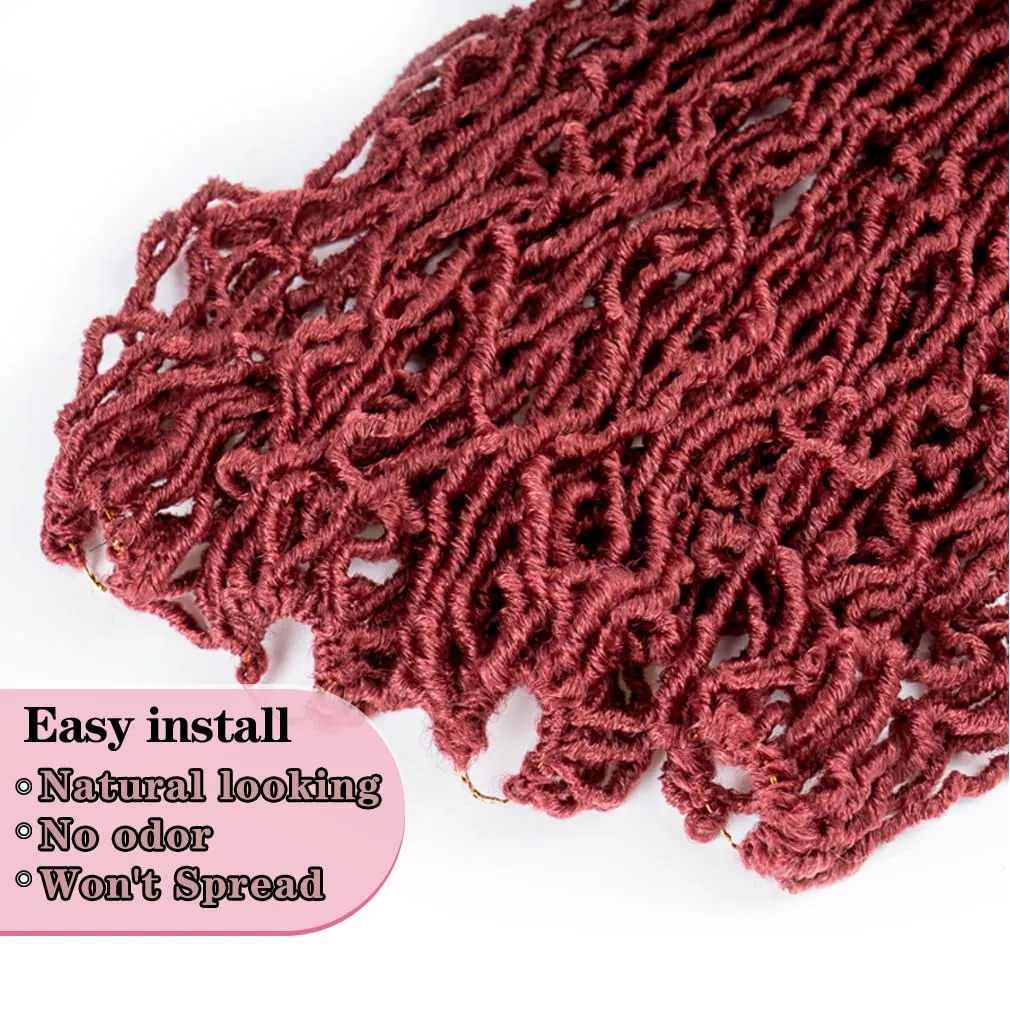 40 Inch New Soft Locs Crochet Hair 6 Packs Burgundy Faux Locs Crochet Braids Hair Red Pre Looped Synthetic Super Long Pre Extended Crochet Locs Braiding Hair (40 Inch (Pack of 6), BUG#)