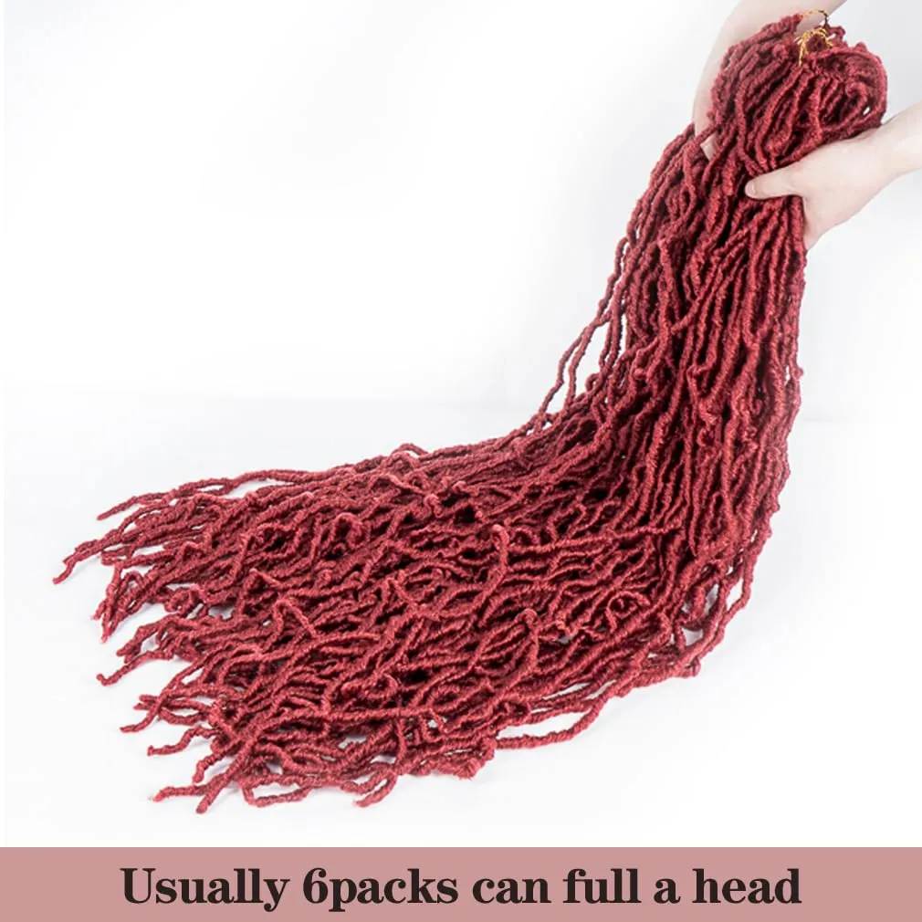 40 Inch New Soft Locs Crochet Hair 6 Packs Burgundy Faux Locs Crochet Braids Hair Red Pre Looped Synthetic Super Long Pre Extended Crochet Locs Braiding Hair (40 Inch (Pack of 6), BUG#)