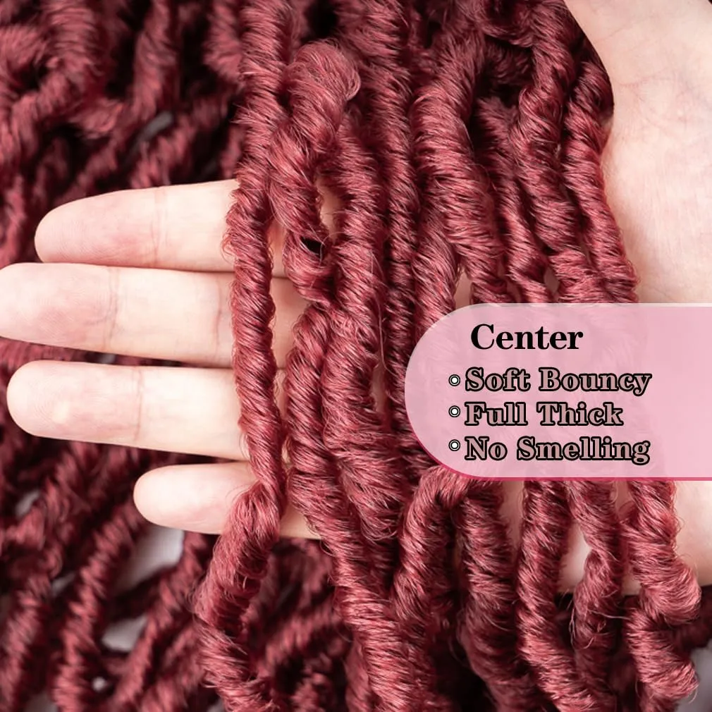 40 Inch New Soft Locs Crochet Hair 6 Packs Burgundy Faux Locs Crochet Braids Hair Red Pre Looped Synthetic Super Long Pre Extended Crochet Locs Braiding Hair (40 Inch (Pack of 6), BUG#)