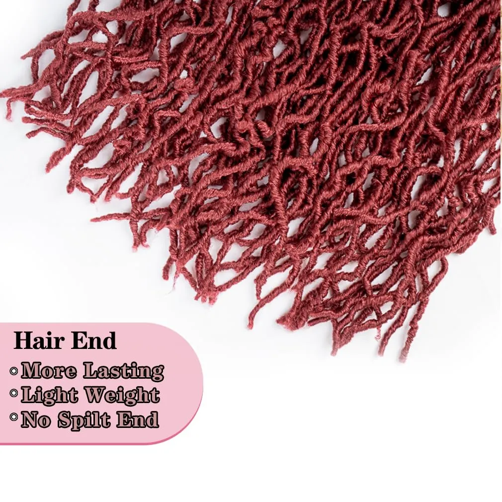 40 Inch New Soft Locs Crochet Hair 6 Packs Burgundy Faux Locs Crochet Braids Hair Red Pre Looped Synthetic Super Long Pre Extended Crochet Locs Braiding Hair (40 Inch (Pack of 6), BUG#)
