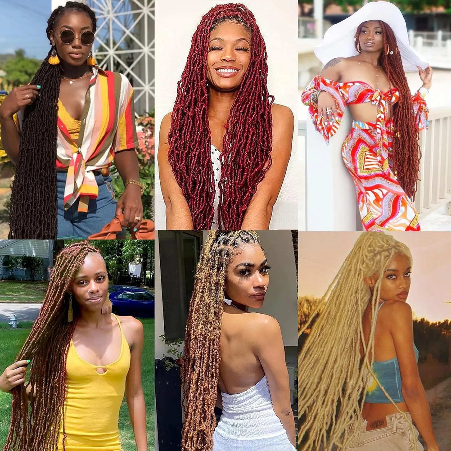 40 Inch New Soft Locs Crochet Hair 6 Packs Natural Color Faux Locs Crochet Braids Hair Pre Looped Synthetic Super Long Pre Extended Crochet Locs Braiding Hair (40 Inch (Pack of 6), 4#)