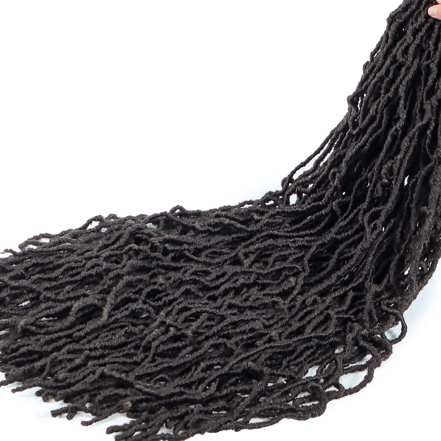 40 Inch New Soft Locs Crochet Hair 6 Packs Natural Color Faux Locs Crochet Braids Hair Pre Looped Synthetic Super Long Pre Extended Crochet Locs Braiding Hair (40 Inch (Pack of 6), 4#)