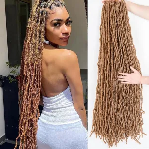 40 Inch New Soft Locs Crochet Hair honey blonde 6 Packs Faux Locs Crochet Braids Hair Pre Looped Synthetic Brown Super Long Pre Extended Crochet Locs Braiding Hair (40 Inch (Pack of 6), 27#)