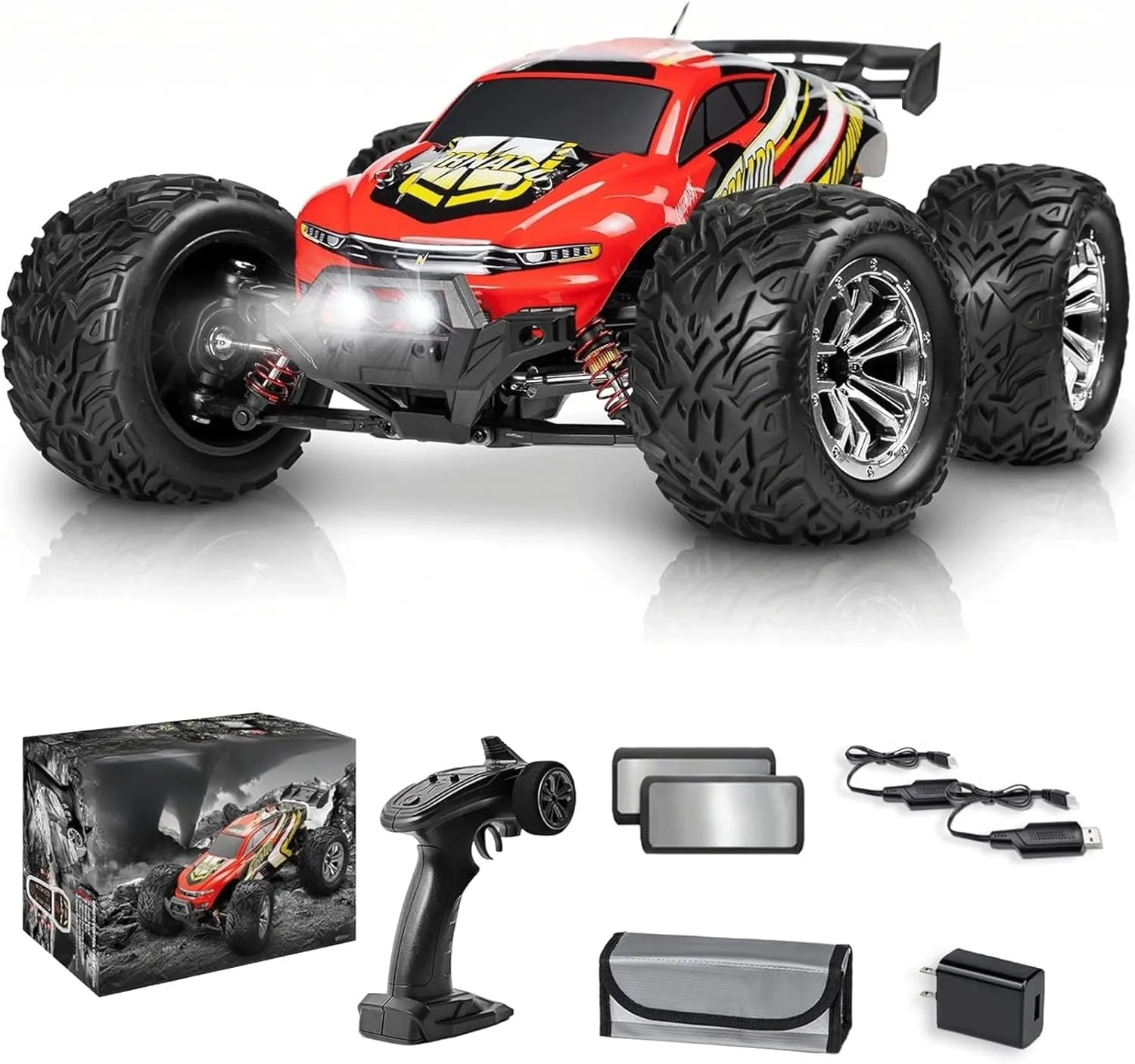 4x4 RC Cars for Adults 48kmh High-Speed - 1:12 Scale Large Waterproof Remote Control Truck, Offroad Electric Monster Car, 2 Batteries 30  Min Play, All Terrain