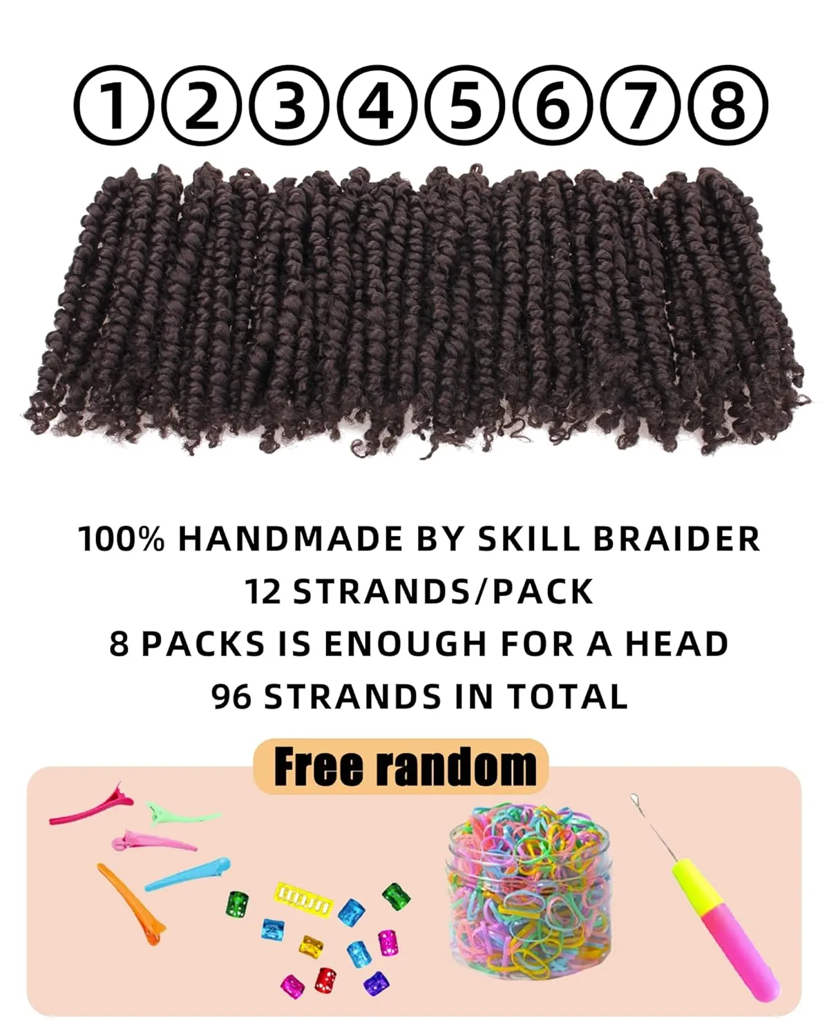 6 Inches 8 Packs Super Short Passion Twist Crochet Hair for Black Women and Kids-Light Brown PreLooped Pretwisted Crochet Hair Extension Braided by Synthetic Spring Kinky Bohemian Curls(6"-8 Packs,4#)