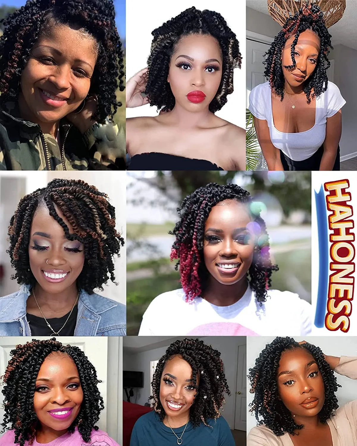 6 Inches 8 Packs Super Short Passion Twist Crochet Hair for Black Women and Kids-Light Brown PreLooped Pretwisted Crochet Hair Extension Braided by Synthetic Spring Kinky Bohemian Curls(6"-8 Packs,4#)