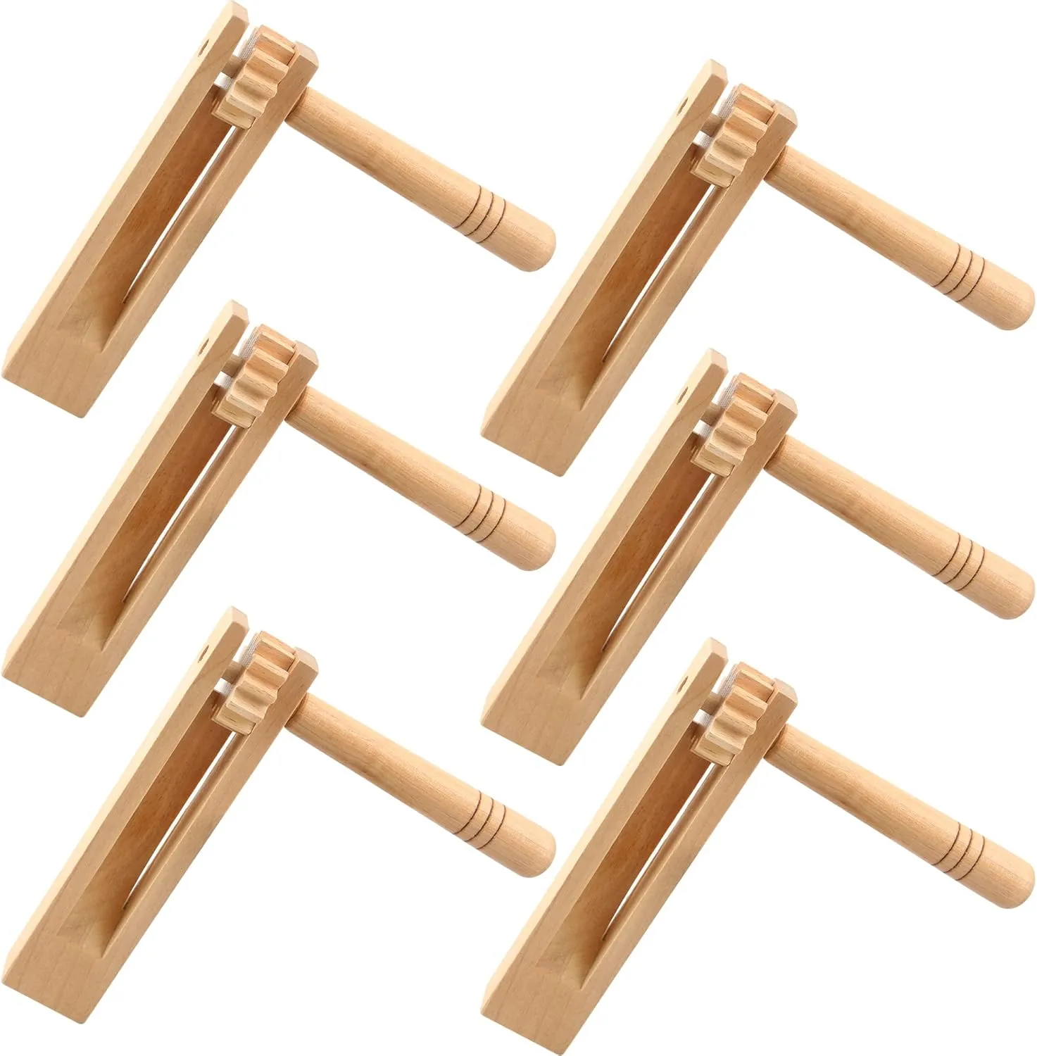 6 Pack Wooden Spinning Ratchet Wooden Matraca Instrument Wood Noisemaker for Party Sports Event and Celebrations
