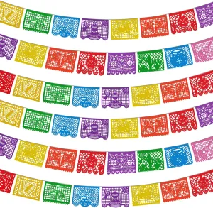 6 Packs 108 Ft Fiesta Party Decorations Mexican Party Banners Papel Picado Banners Cinco De Mayo Decorations Dia De Los Muertos Decor Mexico Halloween Banner Birthday Party Decorations (6pack Banners)