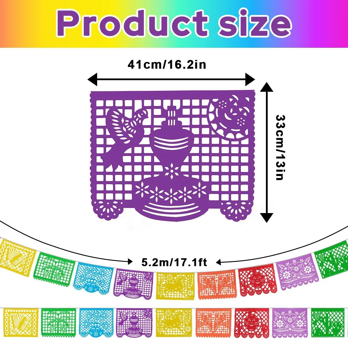 6 Packs 108 Ft Fiesta Party Decorations Mexican Party Banners Papel Picado Banners Cinco De Mayo Decorations Dia De Los Muertos Decor Mexico Halloween Banner Birthday Party Decorations (6pack Banners)