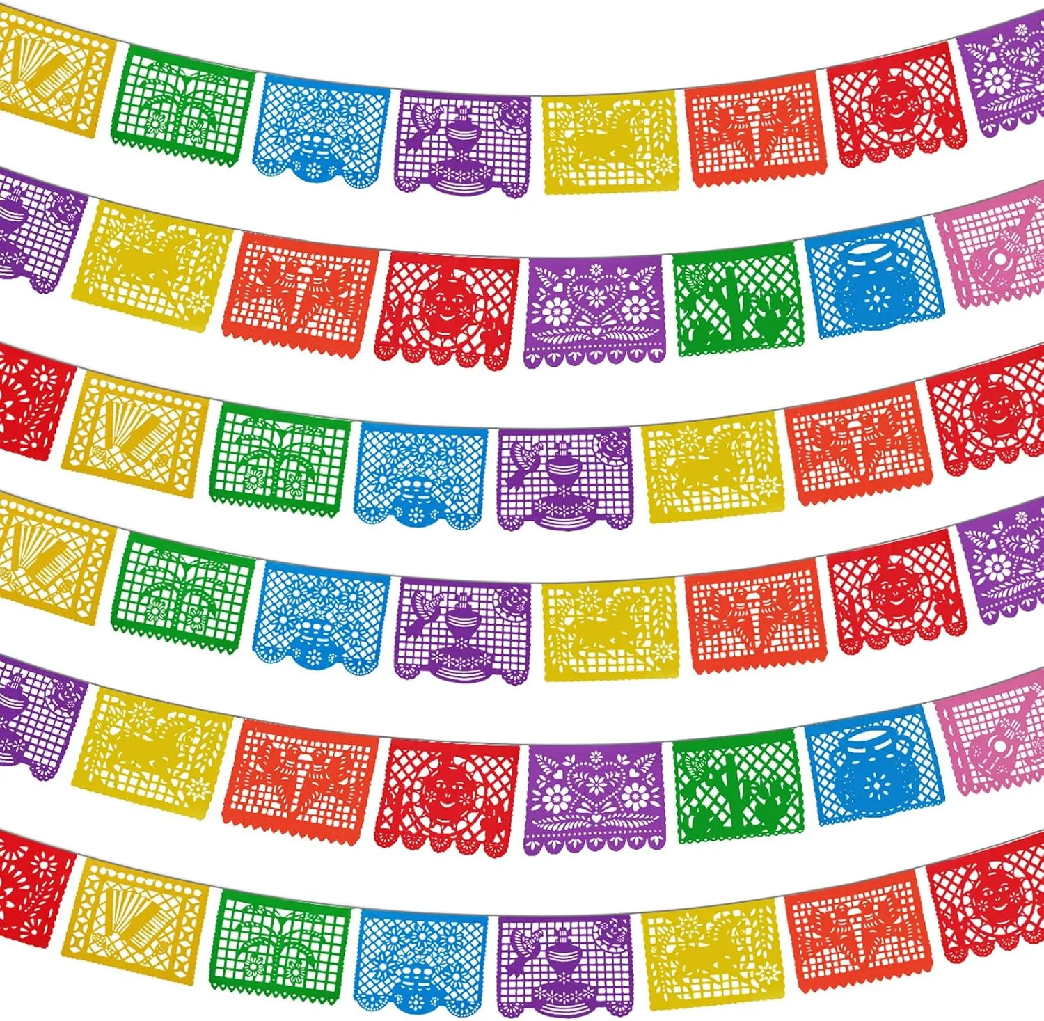 6 Packs 108 Ft Fiesta Party Decorations Mexican Party Banners Papel Picado Banners Cinco De Mayo Decorations Dia De Los Muertos Decor Mexico Halloween Banner Birthday Party Decorations (6pack Banners)