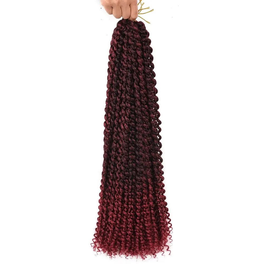 6 packs Passion Twist Crochet Hair Bohemian Curly Braids Water Wave Hair for Braiding Hair 22 Strands/pack Synthetic Fiber Hair Extensions (22 Inch (Pack of 6), Tbug)