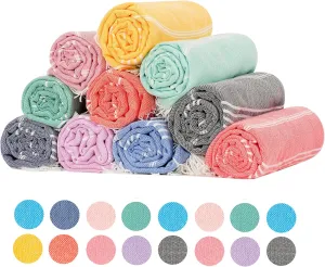 6 Packs Turkish Beach Towels Set Adult Pool Swim Towel Bulk Yoga Blanket Oversized Sand Free Quick Dry Lightweight Extra Large Sandproof Fast Drying Travel Towels Camping Blanket Vacation Must Haves