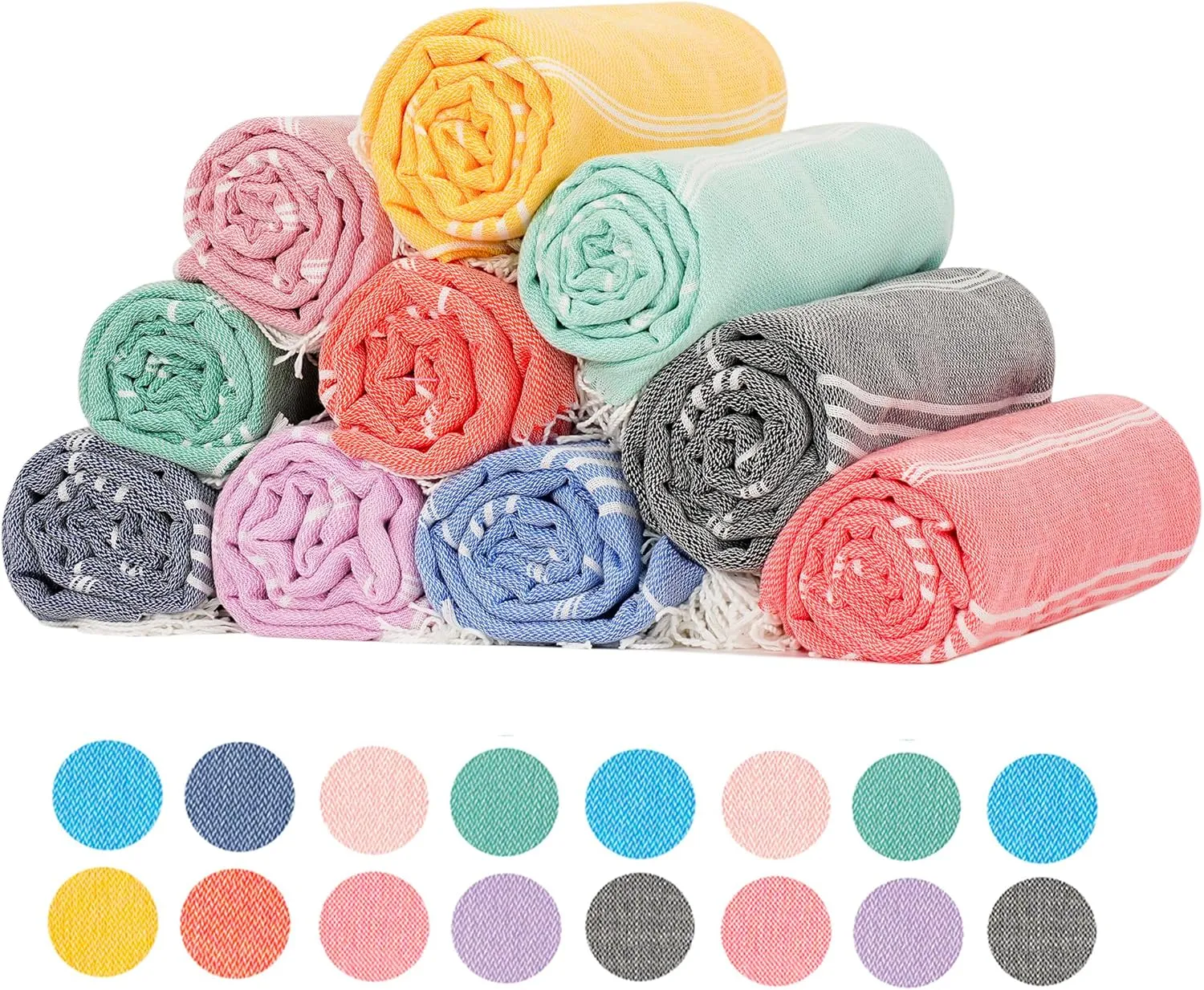 6 Packs Turkish Beach Towels Set Adult Pool Swim Towel Bulk Yoga Blanket Oversized Sand Free Quick Dry Lightweight Extra Large Sandproof Fast Drying Travel Towels Camping Blanket Vacation Must Haves