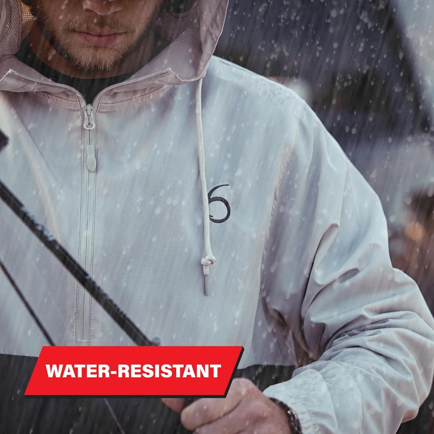6th Sense Team 6 Windbreaker – Lightweight, Water-Resistant Fishing Jacket with Adjustable Hood and Elastic Cuffs