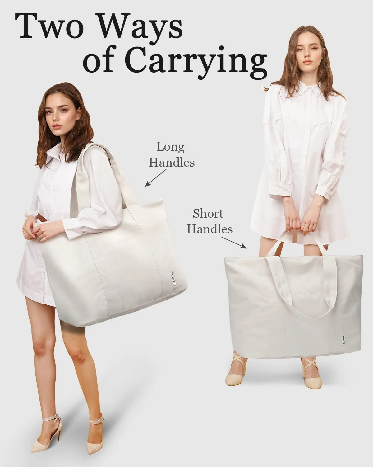 75L Extra Large Tote Bag for Women, Foldable Beach Bag with Wet Pocket, Weekender Overnight Bag for Travel, Hospital