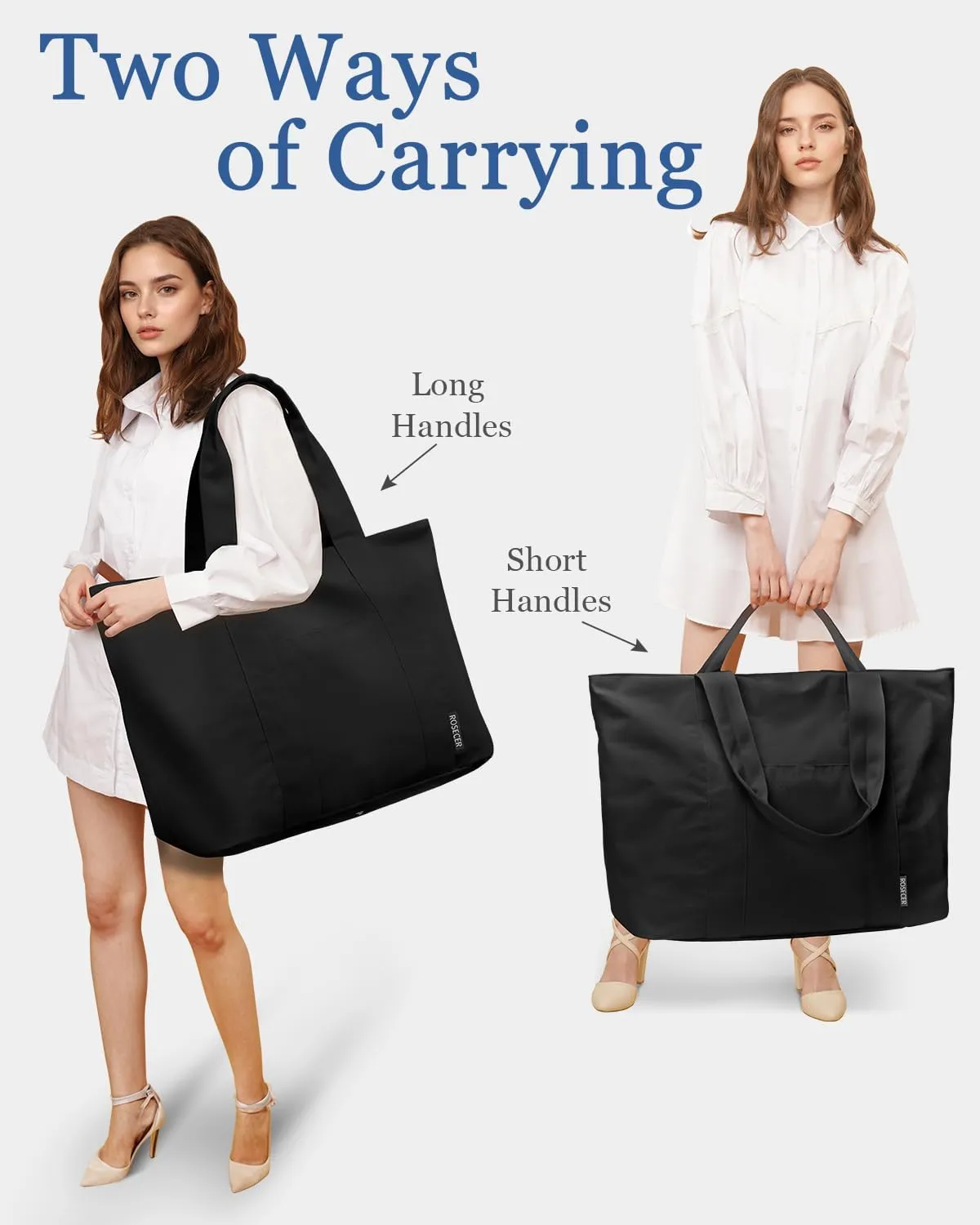 75L Extra Large Tote Bag for Women, Foldable Beach Bag with Wet Pocket, Weekender Overnight Bag for Travel, Hospital