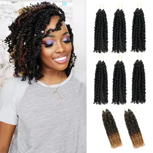 8 Inches 8 Packs Passion Twist Crochet Hair-Mixed Color Combination Package(6 packs 1B 2 pack T27),Pre-twisted Pre Looped Synthetic Spring Kinky Twist Hair Extensions(8"-8 Packs,1B T27)