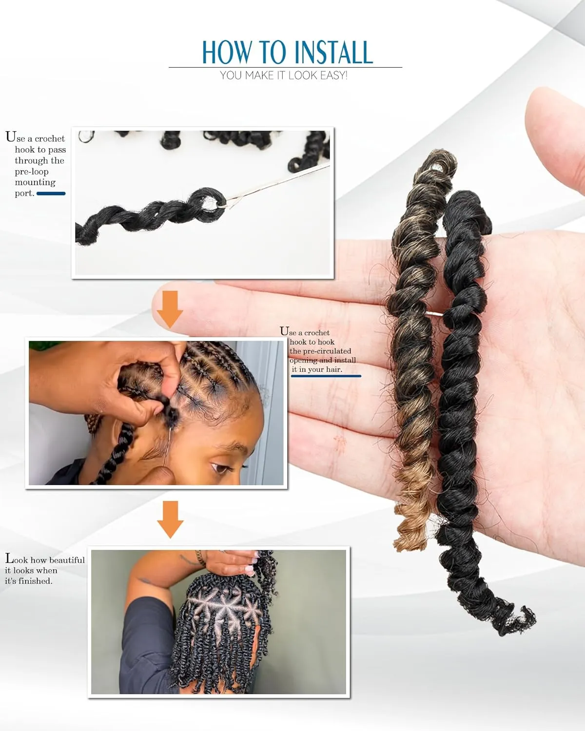 8 Inches 8 Packs Passion Twist Crochet Hair-Mixed Color Combination Package(6 packs 1B 2 pack T27),Pre-twisted Pre Looped Synthetic Spring Kinky Twist Hair Extensions(8"-8 Packs,1B T27)