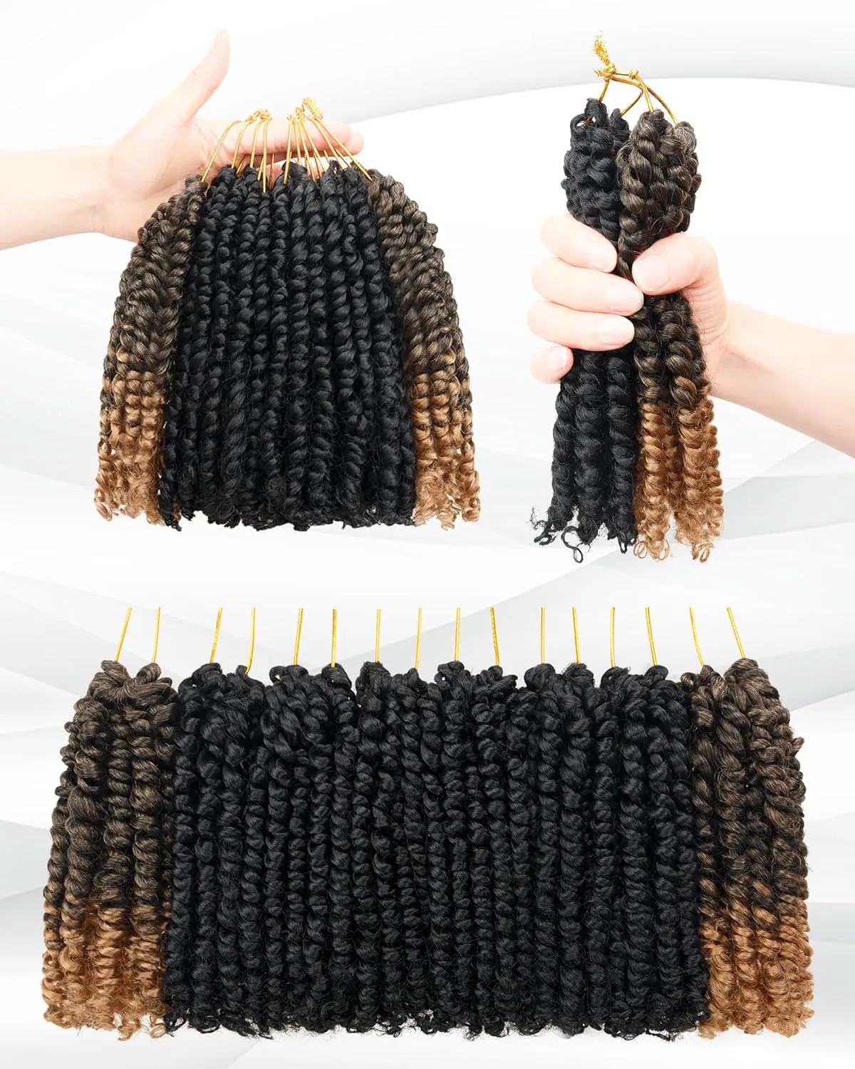 8 Inches 8 Packs Passion Twist Crochet Hair-Mixed Color Combination Package(6 packs 1B 2 pack T27),Pre-twisted Pre Looped Synthetic Spring Kinky Twist Hair Extensions(8"-8 Packs,1B T27)