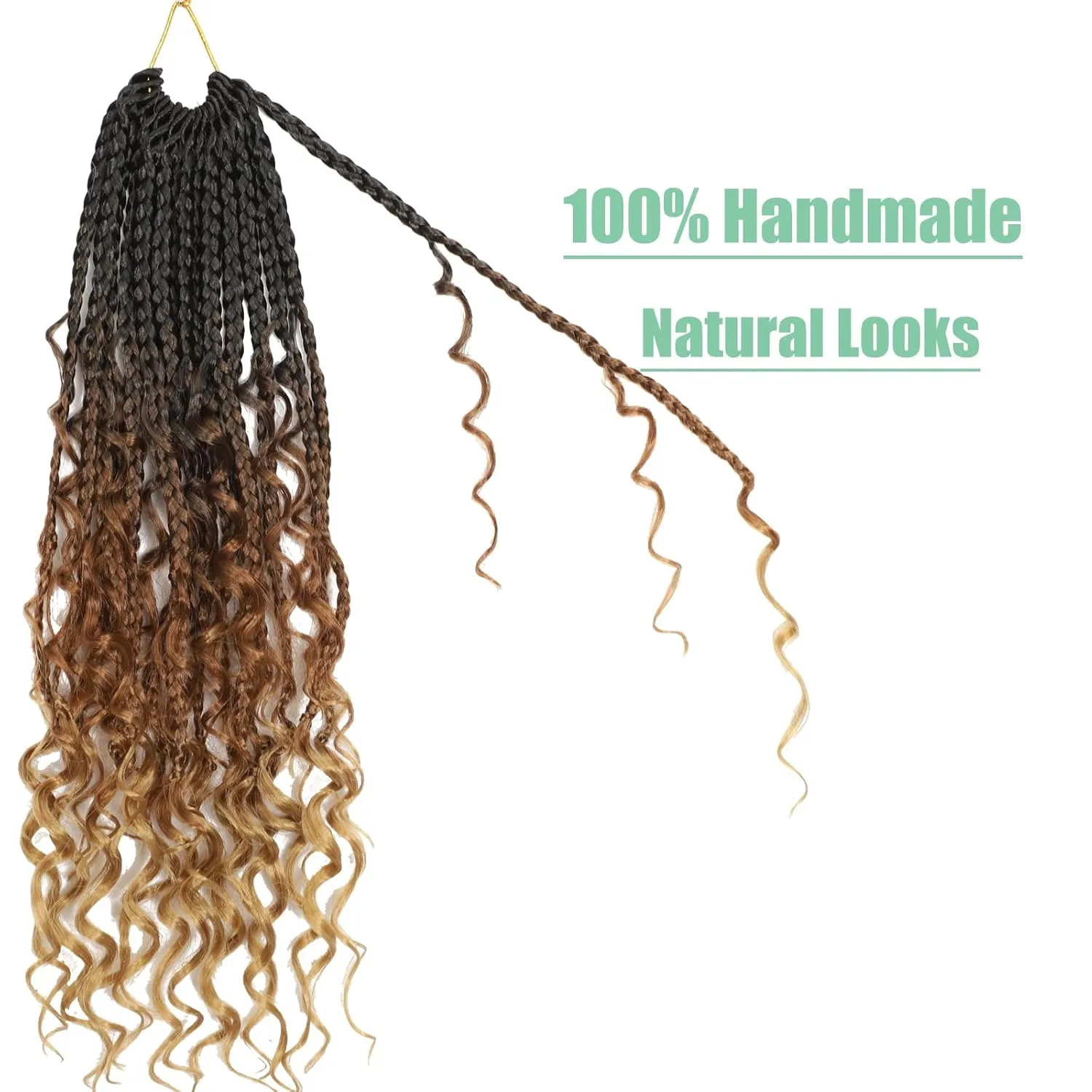8 Packs Goddess Box Braids Crochet Hair, Pre-Looped Bohemian Braiding Hair with Curly Ends,Synthetic CrochetHair for Women (1B3027, 14 Inch (Pack of 8))