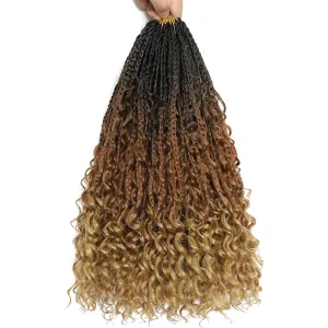 8 Packs Goddess Box Braids Crochet Hair, Pre-Looped Bohemian Braiding Hair with Curly Ends,Synthetic CrochetHair for Women (1B3027, 14 Inch (Pack of 8))