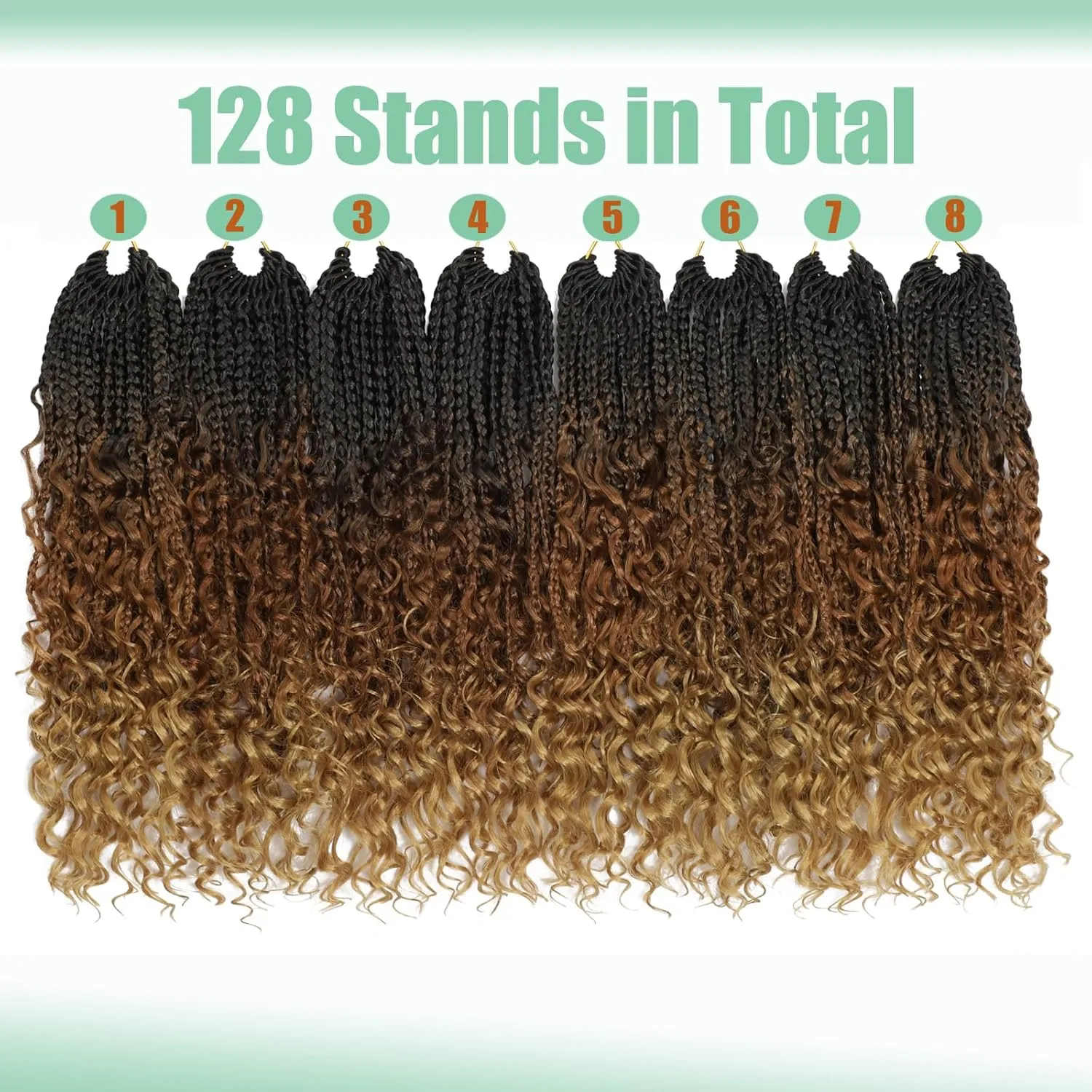 8 Packs Goddess Box Braids Crochet Hair, Pre-Looped Bohemian Braiding Hair with Curly Ends,Synthetic CrochetHair for Women (1B3027, 14 Inch (Pack of 8))