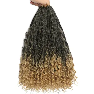 8 Packs Goddess Box Braids Crochet Hair, Pre-Looped Bohemian Braiding Hair with Curly Ends,Synthetic CrochetHair for Women (T27, 12 Inch (Pack of 8))