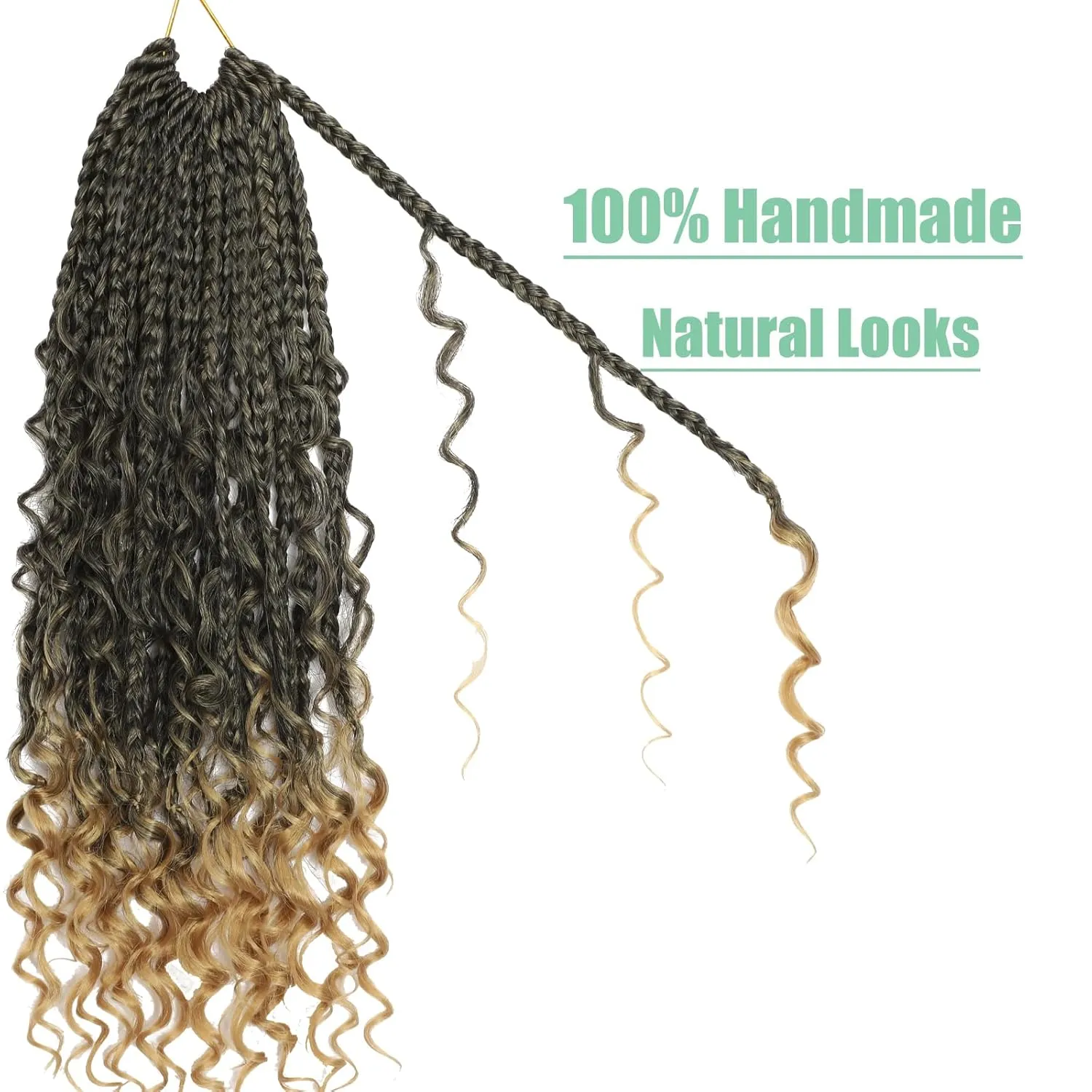 8 Packs Goddess Box Braids Crochet Hair, Pre-Looped Bohemian Braiding Hair with Curly Ends,Synthetic CrochetHair for Women (T27, 12 Inch (Pack of 8))