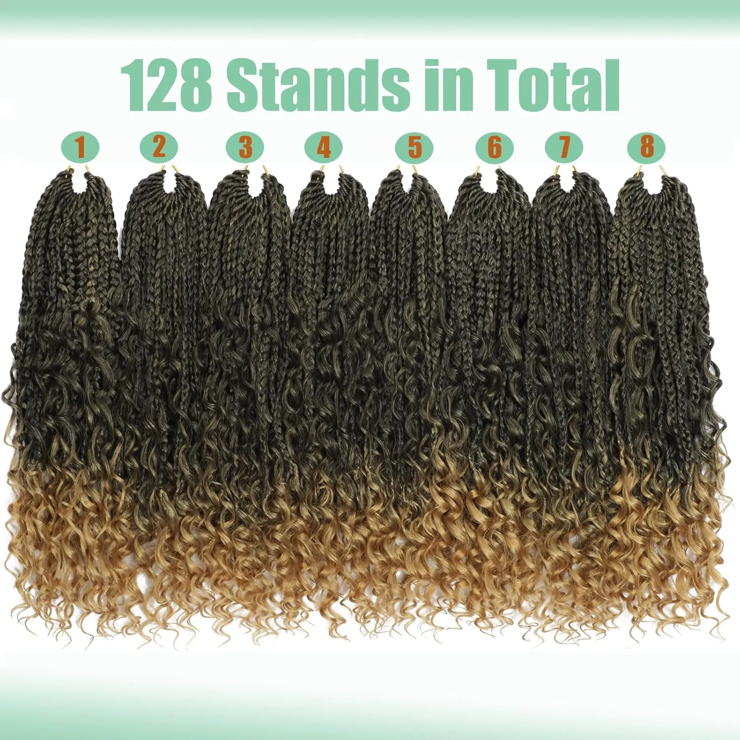 8 Packs Goddess Box Braids Crochet Hair, Pre-Looped Bohemian Braiding Hair with Curly Ends,Synthetic CrochetHair for Women (T27, 12 Inch (Pack of 8))