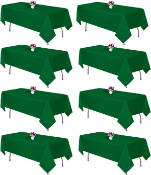 8 Packs Green Tablecloth Rectangle 60x126 Inch Rectangular Table Cloths for 8ft Rectangle Tables, Wrinkle Resistant Polyester Fabric Tablecloth Washable Table Covers for Wedding Party Decor