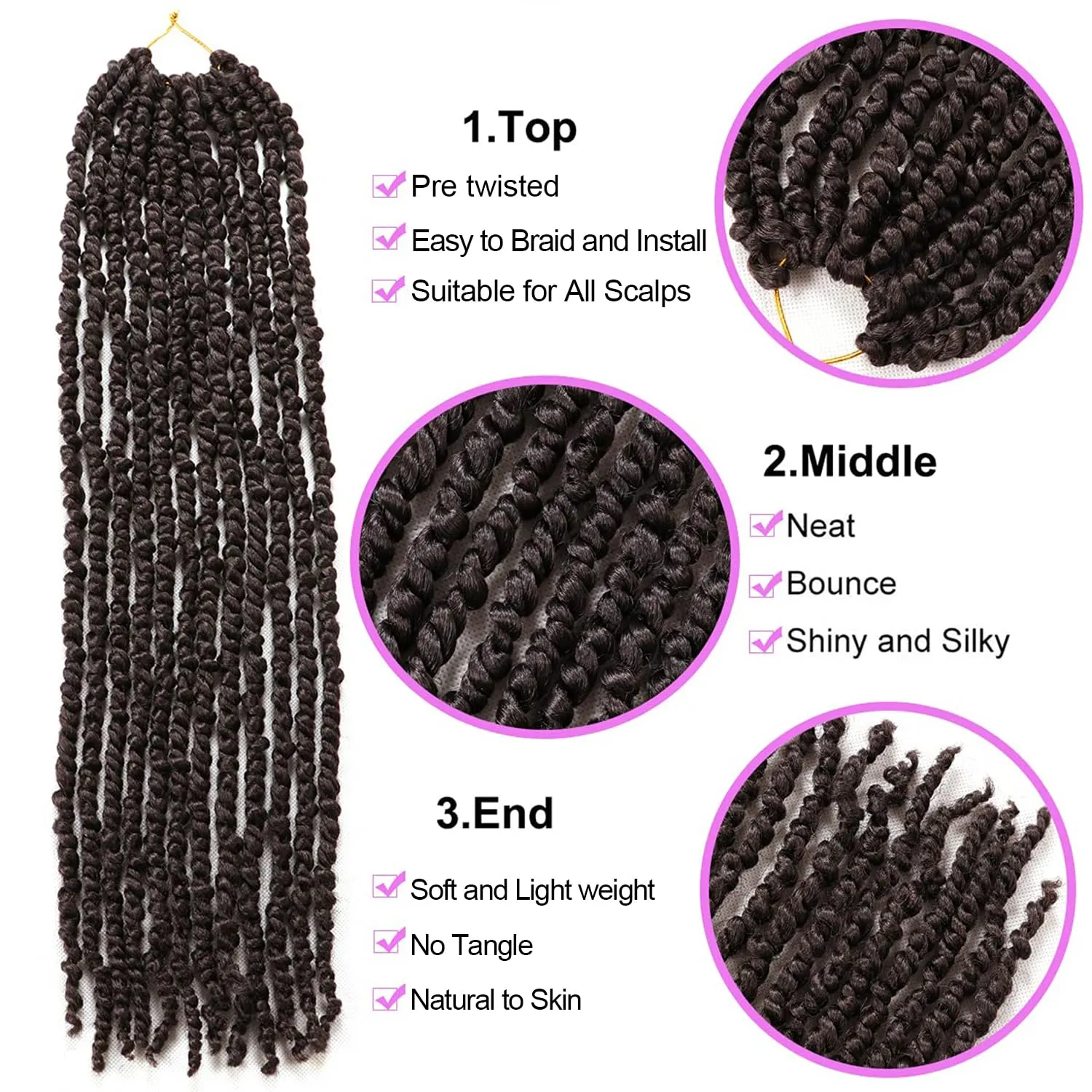 8 Packs Passion Twist Crochet Hair 20 Inch Prelooped Crochet Braids Pretwisted Spring Twist Crochet Hair for Black Women (20 Inch (Pack of 8), 4#)