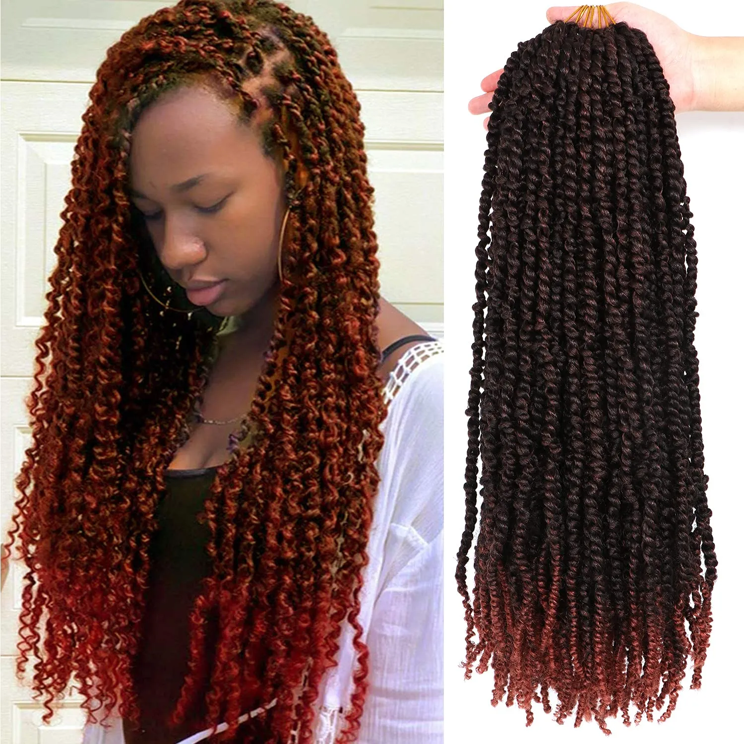 8 Packs Passion Twist Crochet Hair 20 Inch Prelooped Crochet Braids Pretwisted Spring Twist Crochet Hair for Black Women (20 Inch (Pack of 8), T350#)