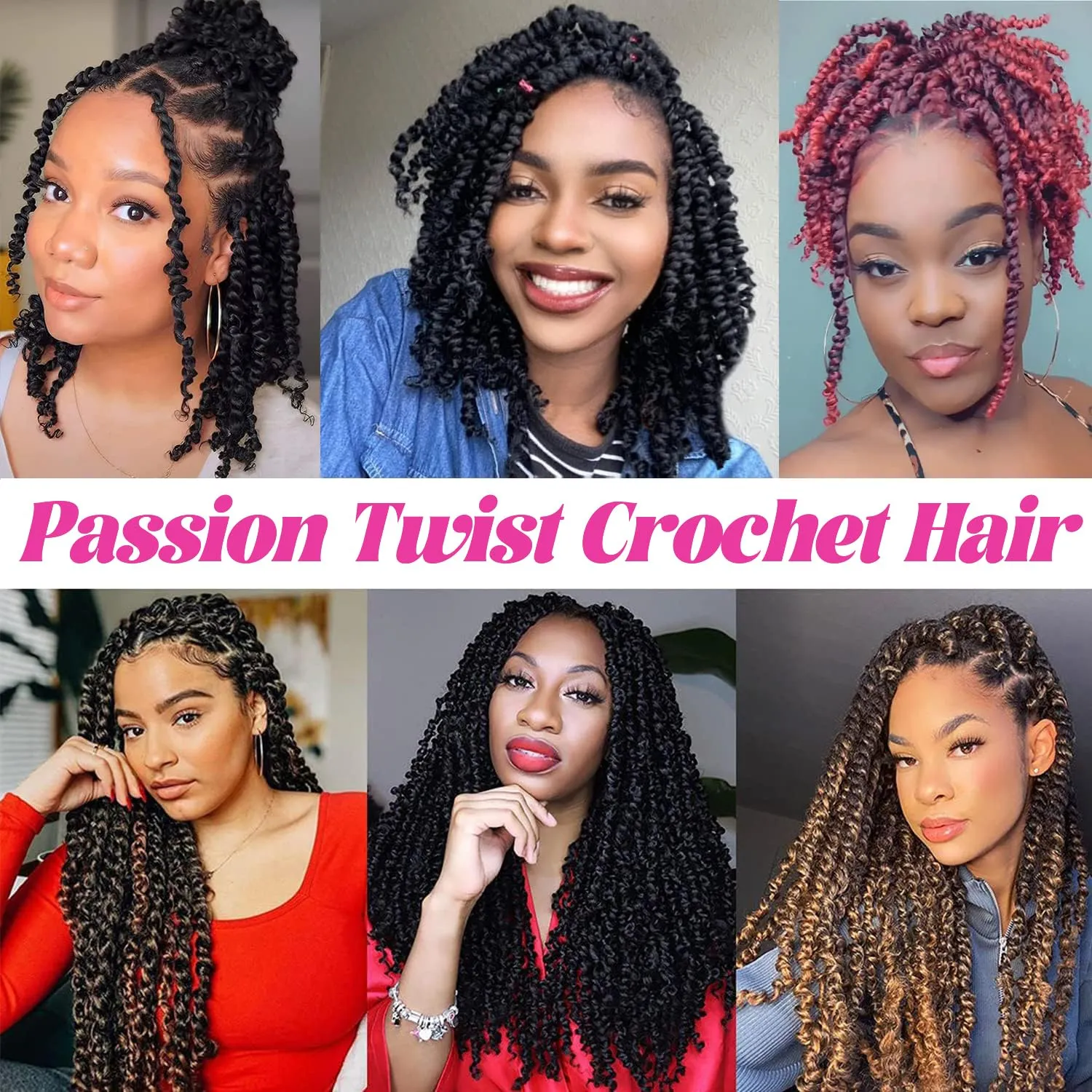 8 Packs Passion Twist Crochet Hair 20 Inch Prelooped Crochet Braids Pretwisted Spring Twist Crochet Hair for Black Women (20 Inch (Pack of 8), T350#)