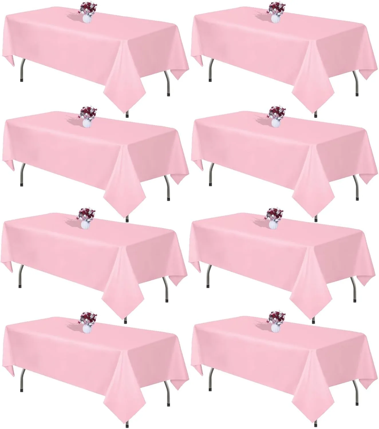 8 Packs Pink Tablecloth Rectangle 60x102 Inch Rectangular Table Cloth for 6 Foot Rectangle Tables, Wrinkle Resistant Polyester Fabric Tablecloth Washable Table Covers for Wedding Party Buffet