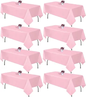 8 Packs Pink Tablecloth Rectangle 60x102 Inch Rectangular Table Cloth for 6 Foot Rectangle Tables, Wrinkle Resistant Polyester Fabric Tablecloth Washable Table Covers for Wedding Party Buffet