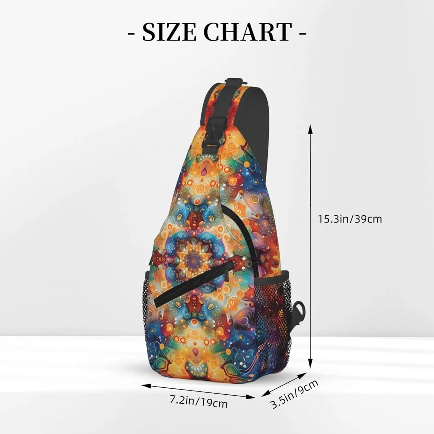 Abstract Colorful Mandala Pattern Sling Backpack Crossbody Bag, Chest Bag Daypack Fanny Pack Cross Body Bag for Outdoors Hiking Traveling