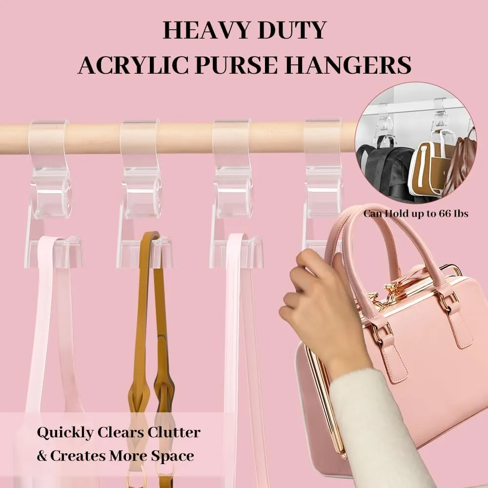 Acrylic Purse Hanger for Closet 3 Pcs，New Luxury Bag Purse Hanger Closet, Handbag Organizer Hooks for Hanging Bags & Purses, Protecting Bag Shape & Organizing Space (Clear)