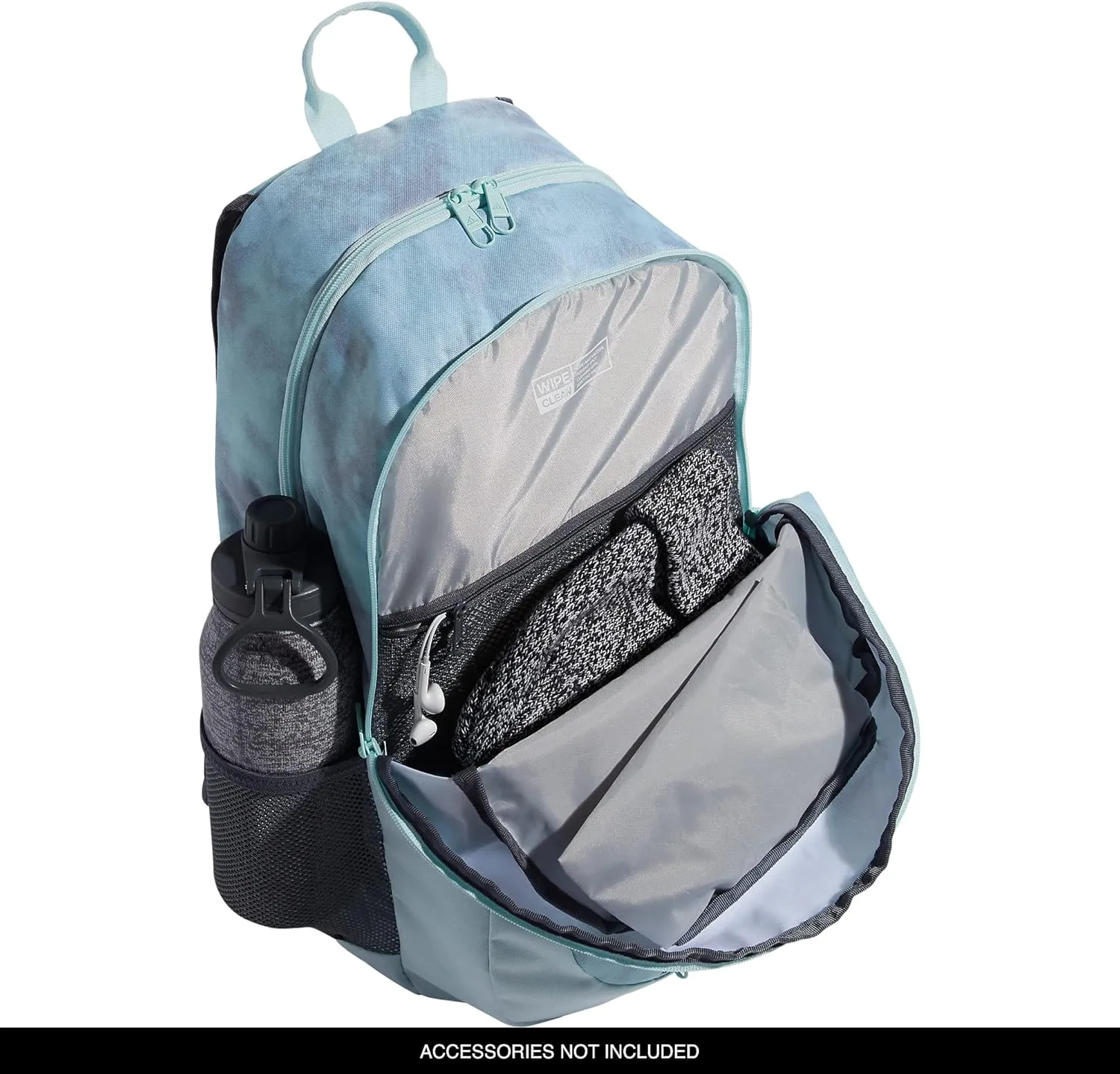 adidas Foundation Laptop, Book Bag with Sleeve, Large Durable Athletic Backpack for Men and Women, Stone Wash Almost Blue-Grey Two/Almost Blue/Silver Metallic, One Size