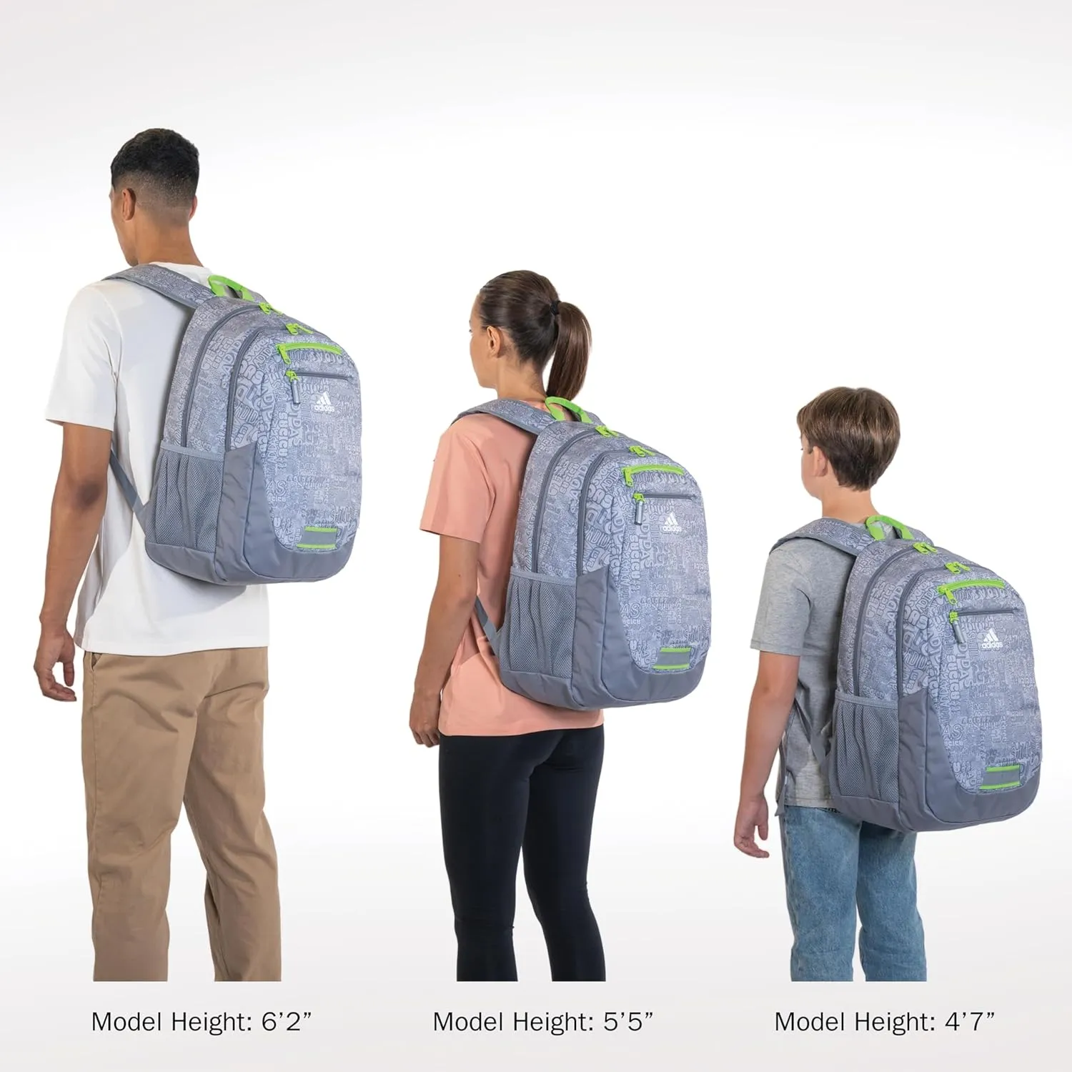 adidas Foundation Laptop, Book Bag with Sleeve, Large Durable Athletic Backpack for Men and Women, Stone Wash Almost Blue-Grey Two/Almost Blue/Silver Metallic, One Size