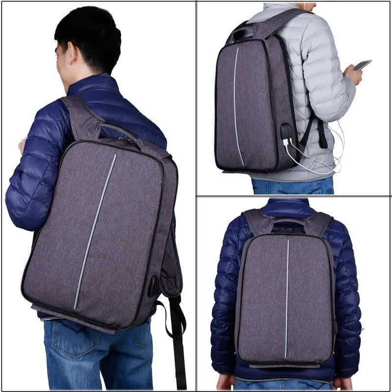 Adjustable Unisex USB Charging Anti Theft Backpack
