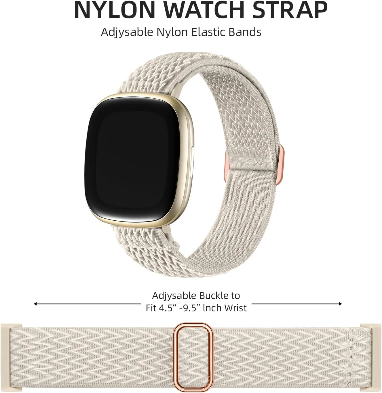Adorve Compatible with Fitbit Versa 3 Bands/Fitbit Versa 4 Band/Fitbit Sense Bands for Men Women, Adjustable Stretchy Solo Loop Elastic Nylon Sport Strap for Smart Watch Replacement