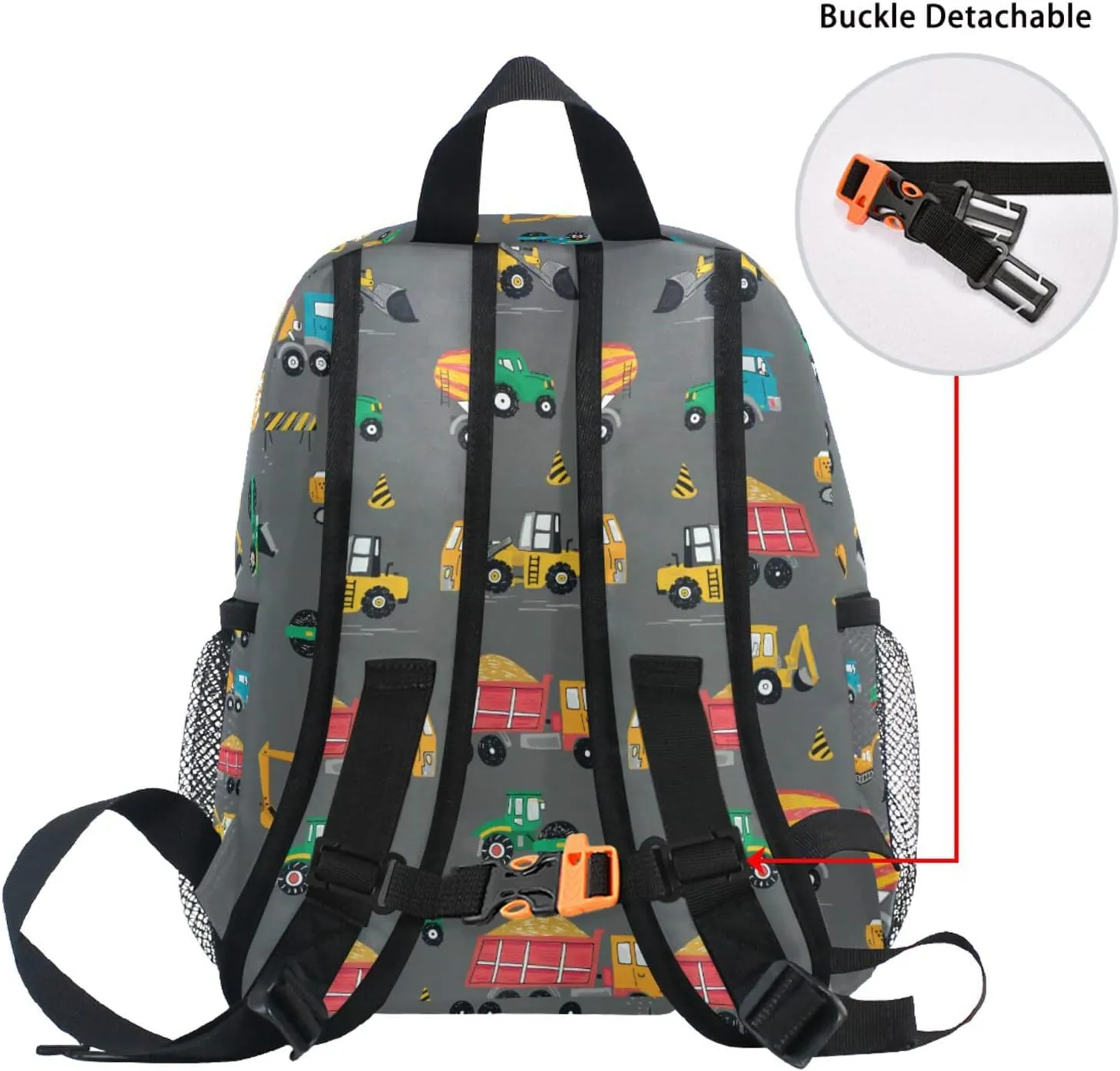 Aflyko Custom Name Kids Backpack Construction Truck Digger Personalized Daycare Bookbag Kindergarten Daypack for Toddler Girls Boys 10" × 4" × 12"