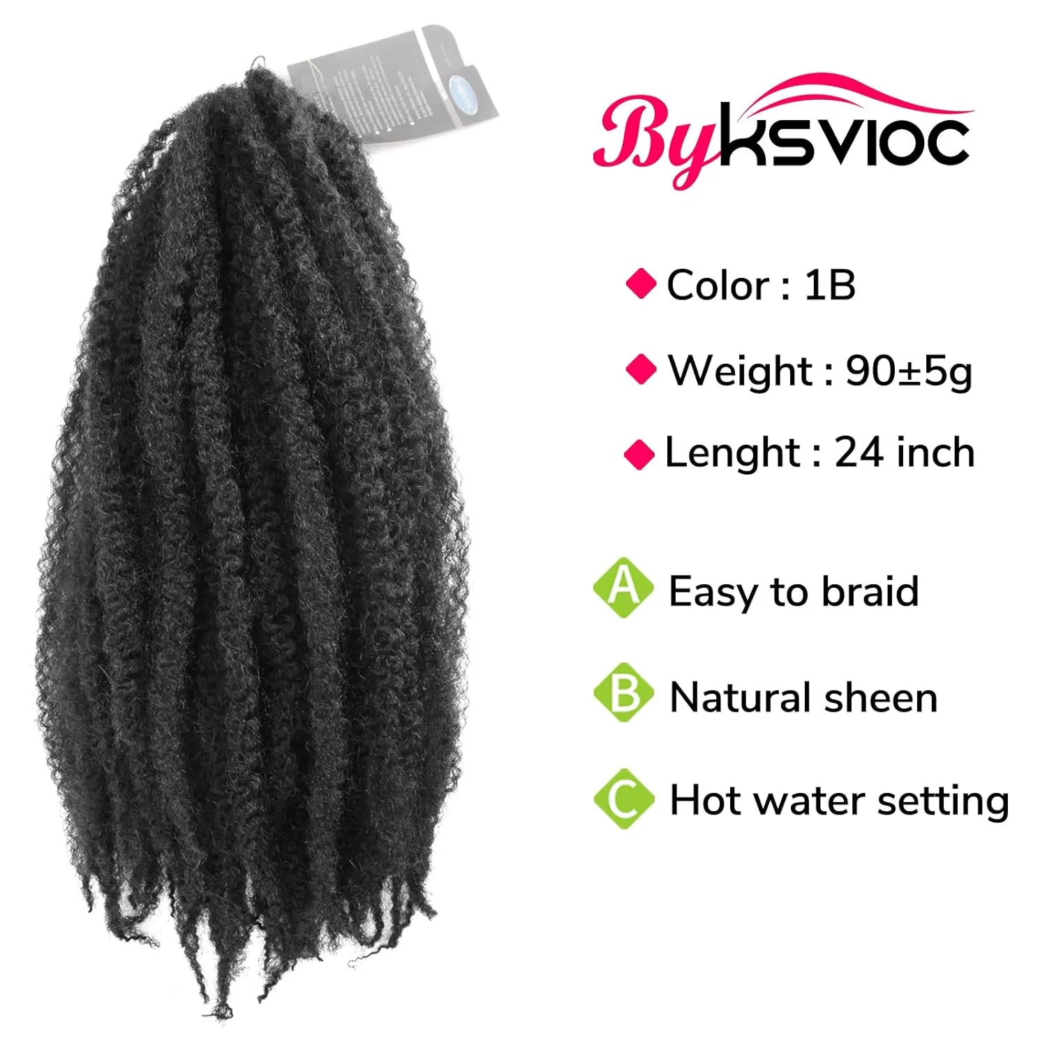 Afro Kinky Twist Crochet Hair Braids Marley Braid Hair 24inch Senegalese Curly Crochet Synthetic Braiding Hair (6Packs,#1B)